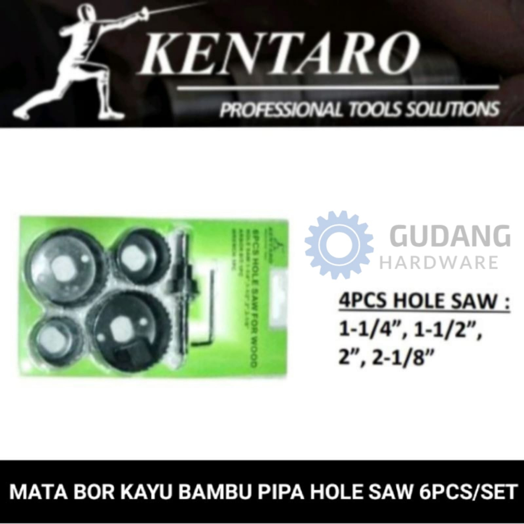 Jual wooden drill bit / bamboo / pipe / gypsum / hole Saw set 6pcs