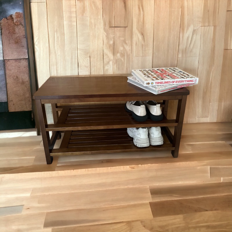 Jual bangku rak sepatu kayu 2 tingkat rak sepatu kursi duduk minimalis ...