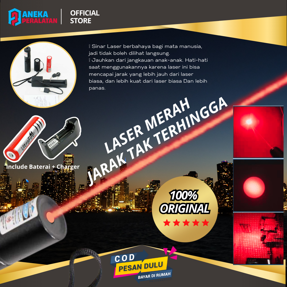 Jual Laser Leser Merah Red Laser Pointer Jarak Jauh 303 Baterai Charge ...