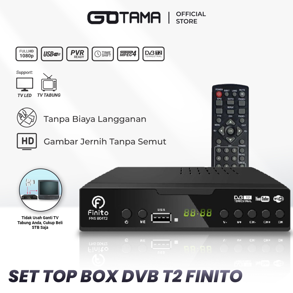 Jual Set Top Box Digital Finito Plat Besi Anti Panas Bisa Youtube Sudah Sertifikat KOMINFO Dan