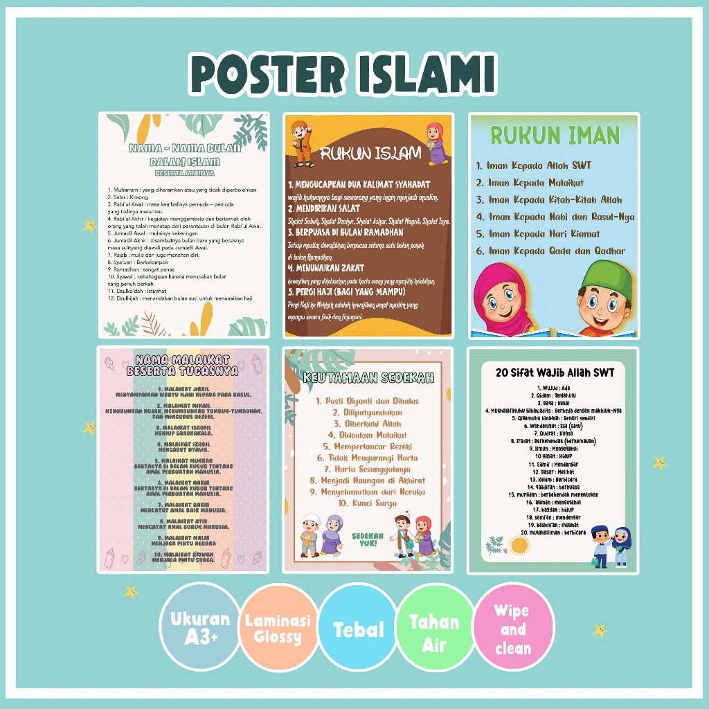 Jual Poster Edukasi Anak Belajar Rukun Islam Dan Rukun Iman Pendidikan ...