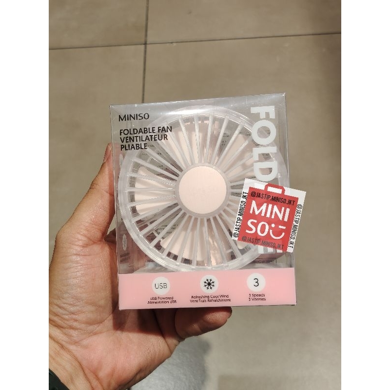 Jual MINISO 🆕 Foldable Mini Fan 3inch Rechargable 1200mAh (Green ...