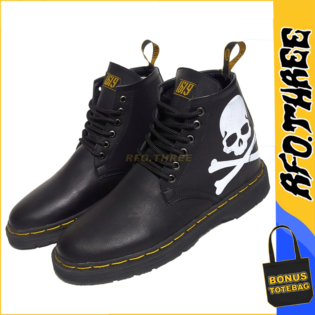 Jual RFO THREE Sepatu Formal Boots Pria Kulit Tengkorak | Shopee Indonesia