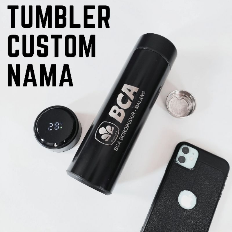 Jual Termos Tumbler Custom Grafir Nama Dan Logo Smart Led 500 Ml Hitam Shopee Indonesia 2351