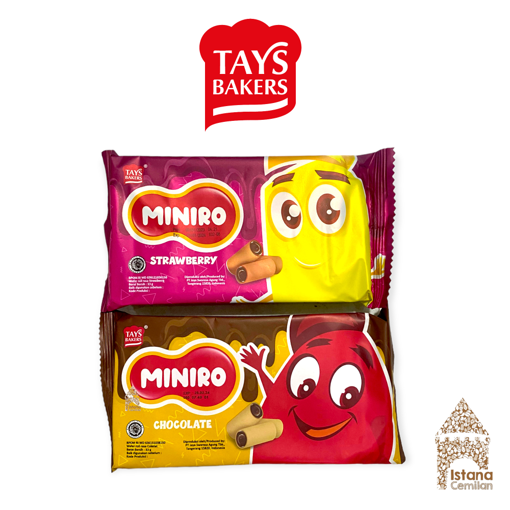 Jual Tays Bakers Miniro Wafer Roll Cokelat / Strawberry 33 Gram ...