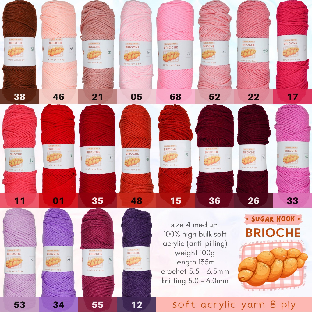 Jual [31 72] Brioche Acrylic Yarn 8 Ply Benang Rajut Soft Acrylic