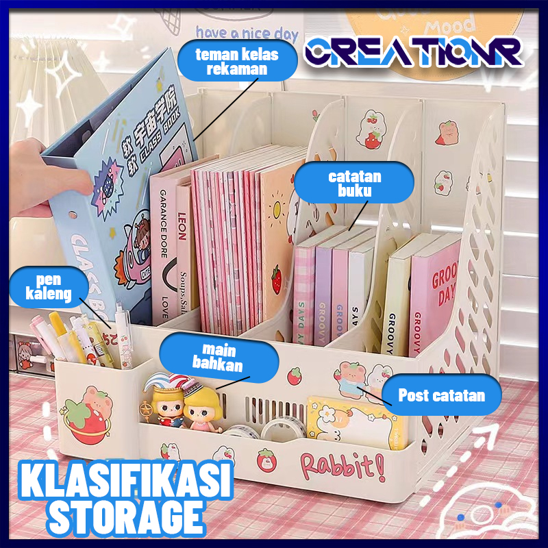 Jual Rak Buku Sekat Rak Penyimpanan Barang Pena Desk Organizer Rak File Organizer Box