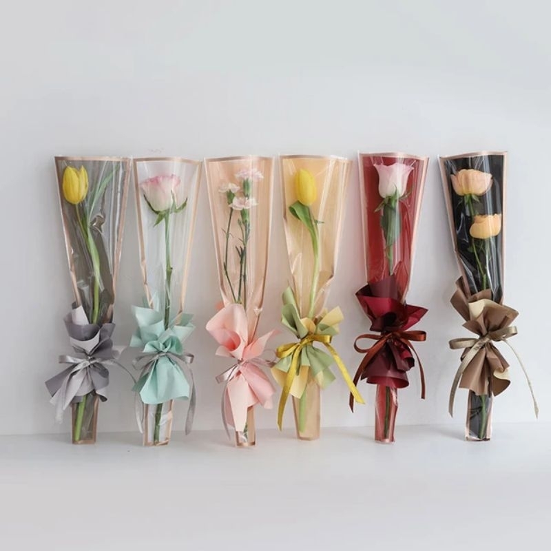 Jual 1 pcs Kertas Cellophane buket bunga single rose Bouqet bunga ...