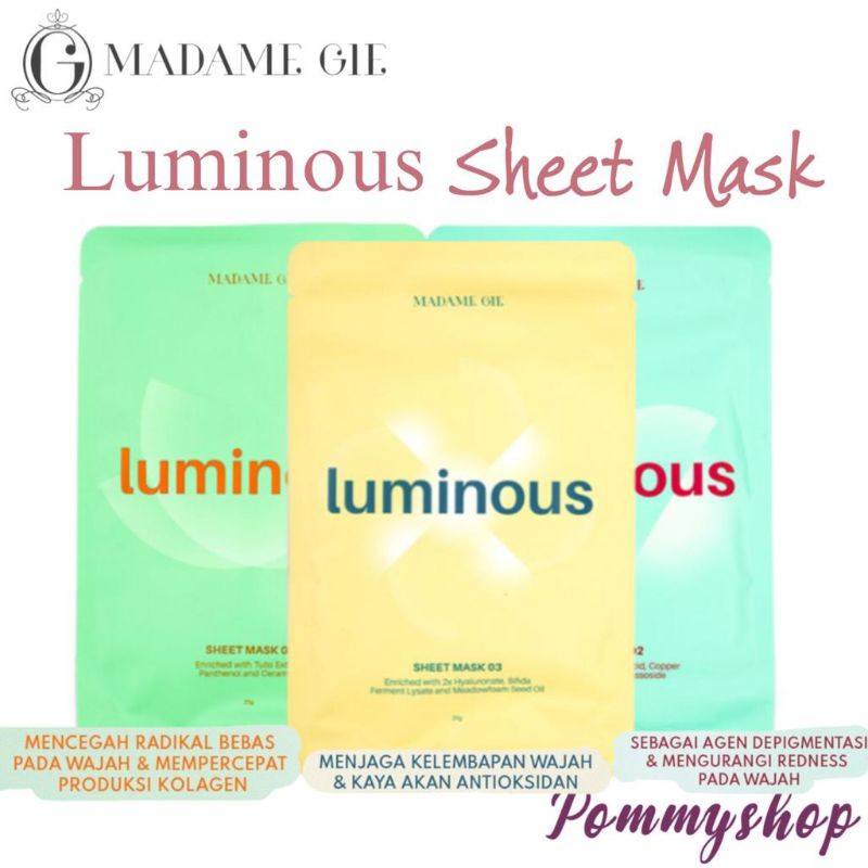 Jual Madame Gie Luminous Sheet Mask Skincare Masker Wajah Shopee