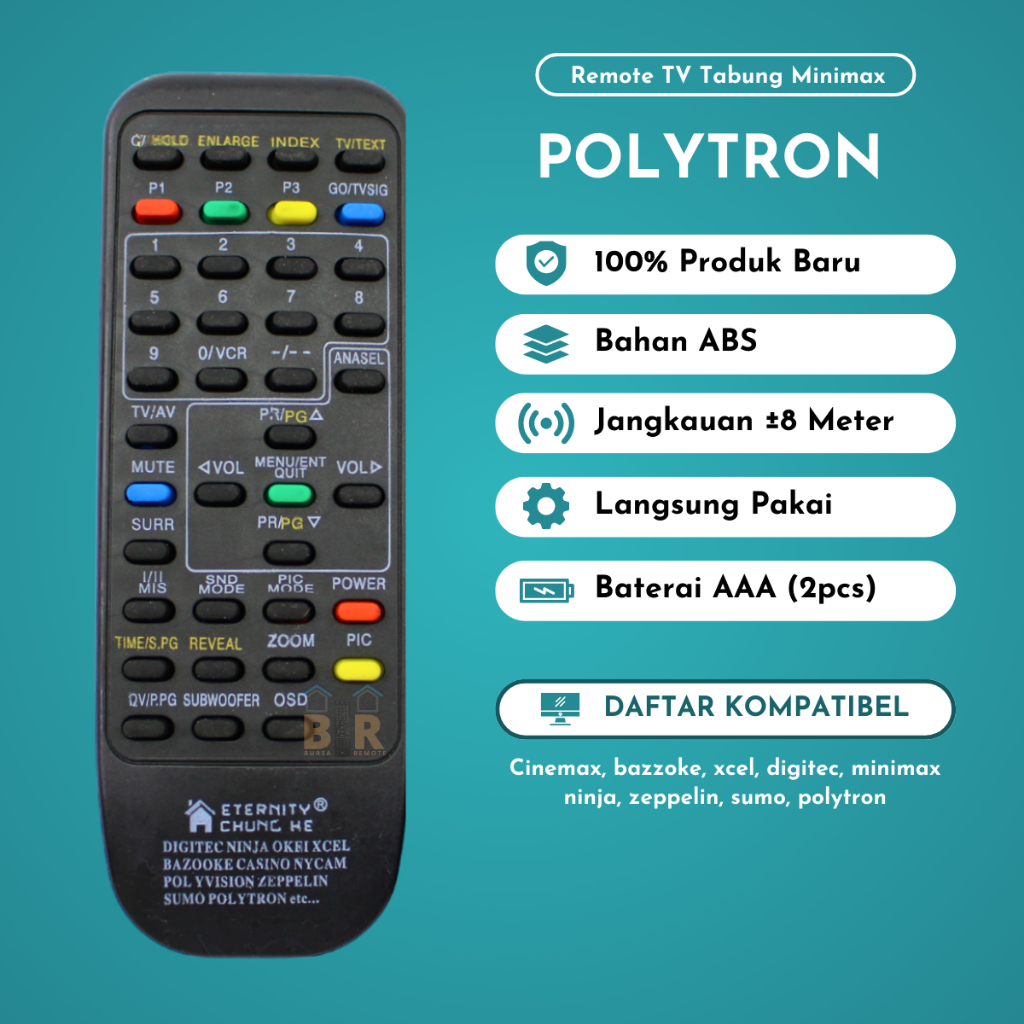 Jual Remot Remote Tv Tabung Polytron Minimax Digitec tanpa dus langsung ...