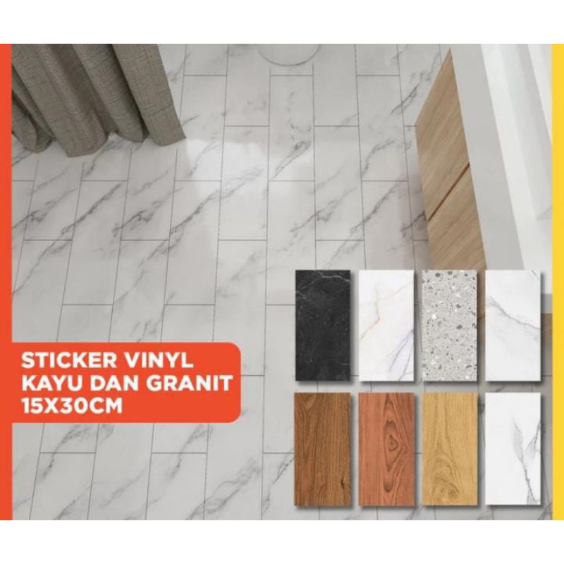 Jual Lantai Vinyl Parket Motif Kayu Dan Granit Ukuran 30x15cm Tebal 1