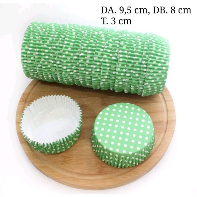 Jual kertas roti bread paper cup bulat polkadot hijau isi 100 lembar ...