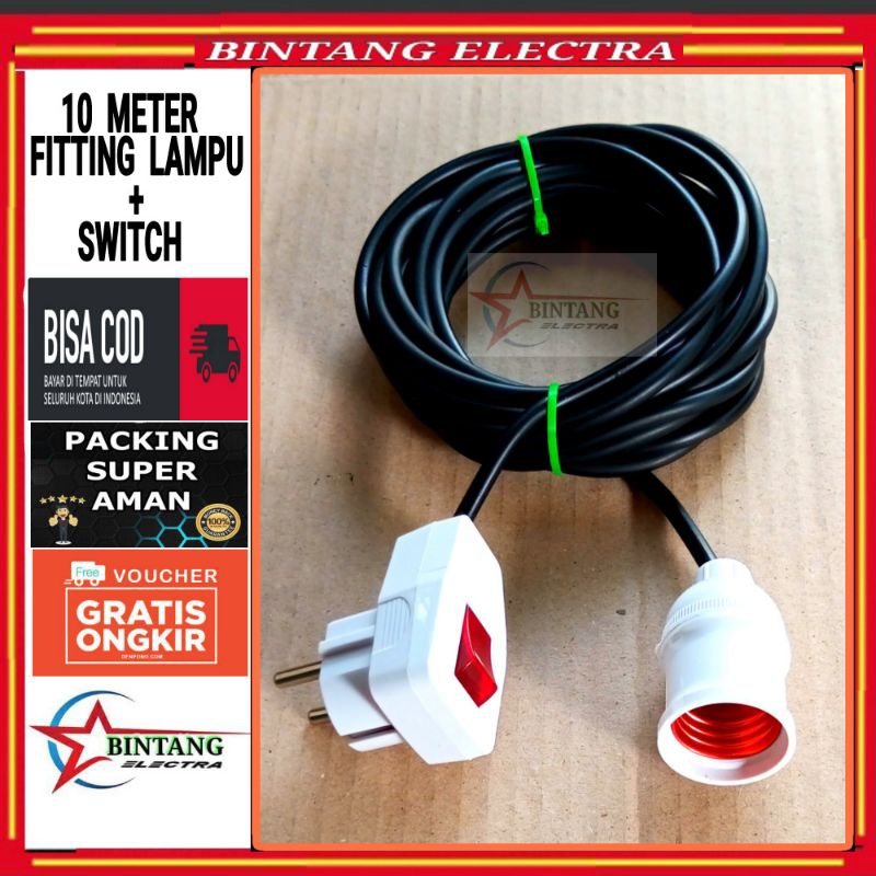 Jual 10 meter Fitting lampu + switch / saklar | Shopee Indonesia