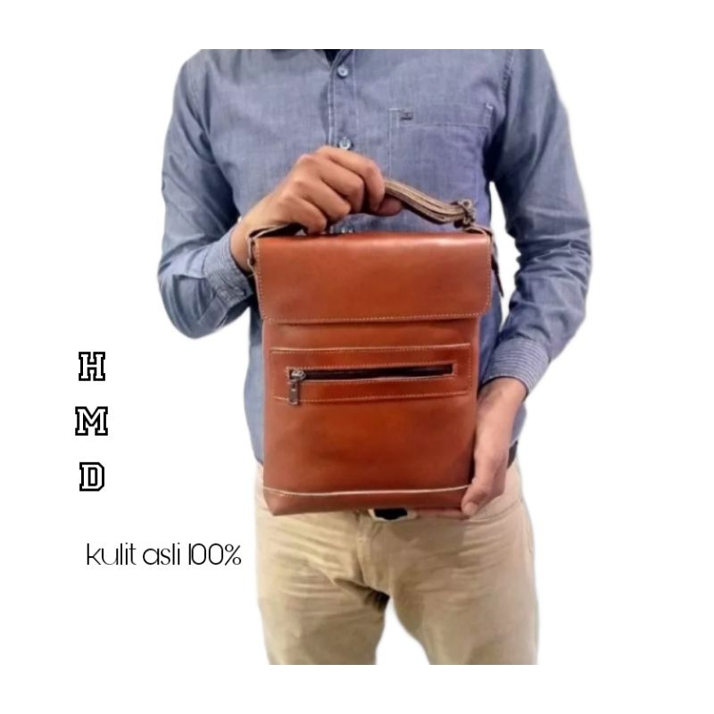 Jual Tas selempang kulit pria asli 100% tas selempang pria asli garut