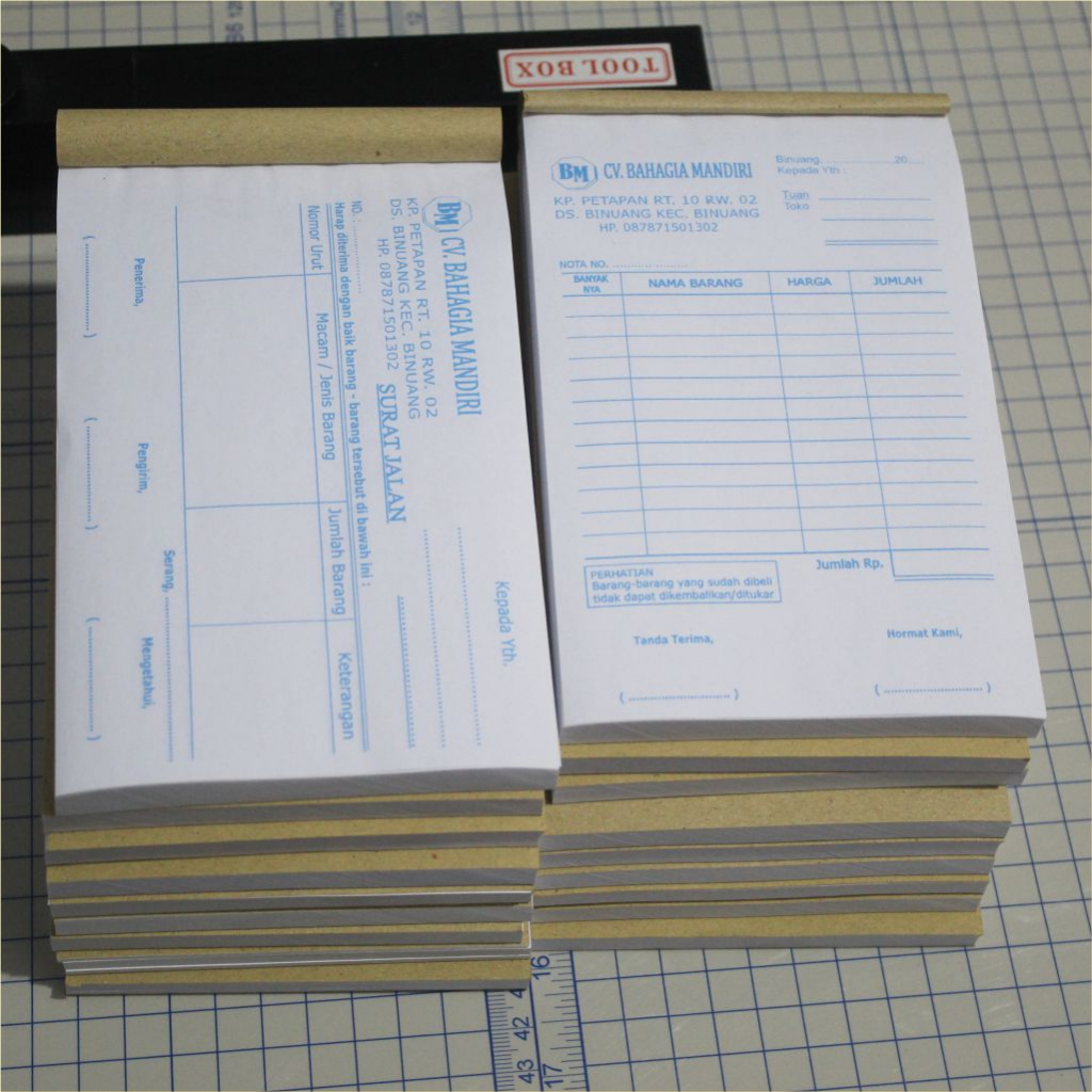 Jual Nota Custom 1/4 Folio 1 PLY Bahan HVS 75 Gsm Murah / Nota Satuan ...