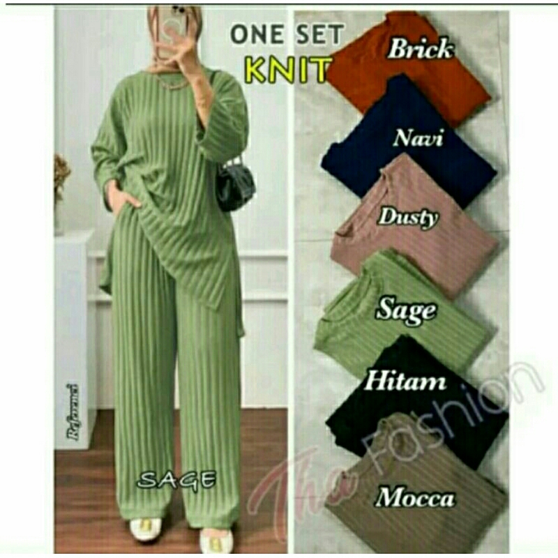 Jual ONE SET TUNIK KNIT/ SET TUNIK KNIT JUMBO | Shopee Indonesia