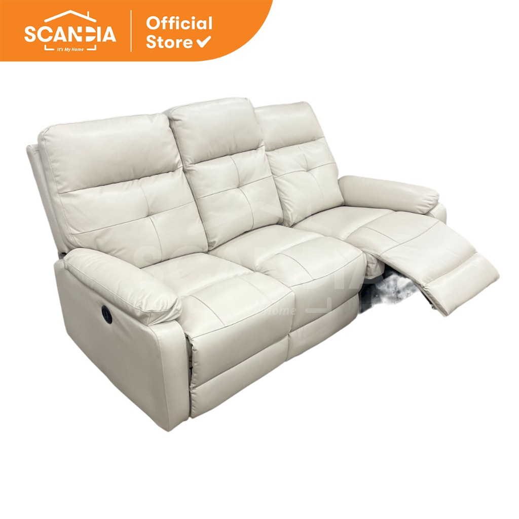 Jual SCANDIA Sofa Recliner 3 Seater Laderrem 171x92x97 Cm Beige - Kursi ...