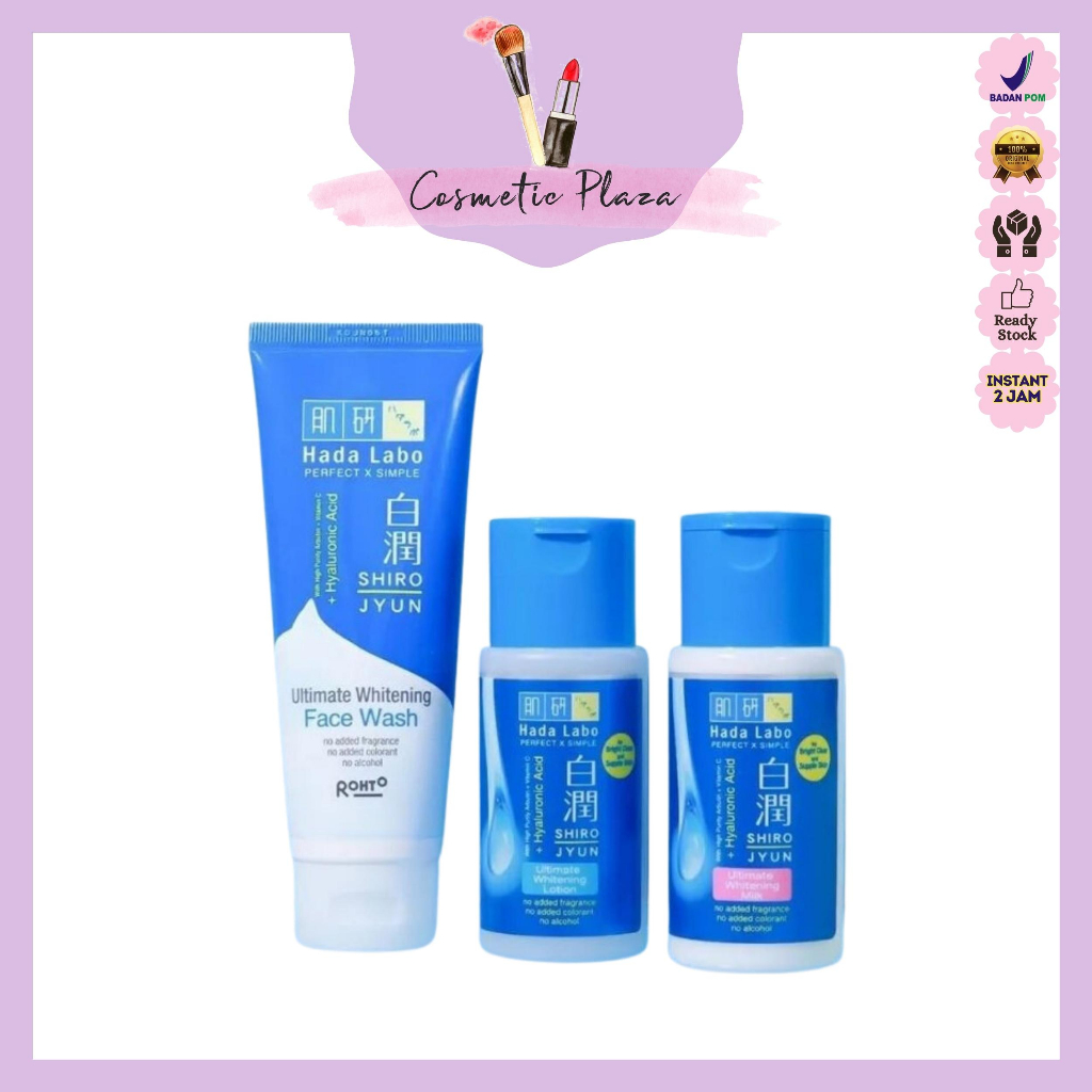 Jual HADA LABO ShiroJyun Series Whitening Face Wash Lotion Essence Milk Night Cream Premium BPOM