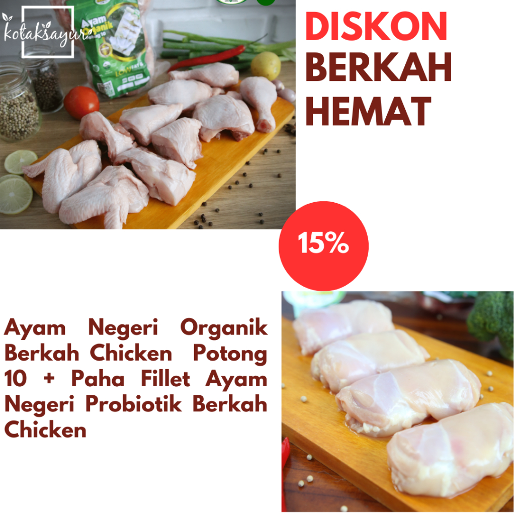 Jual BUNDLING Ayam Negeri Organik Berkah Chicken Potong 10 Paha Fillet Ayam Negeri Probiotik