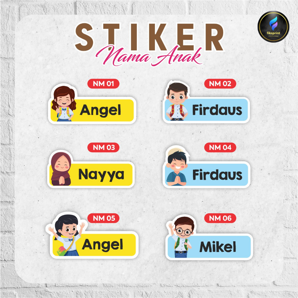 Jual Stiker Nama Anak Murah / Label Nama Anak Custom Lucu Murah