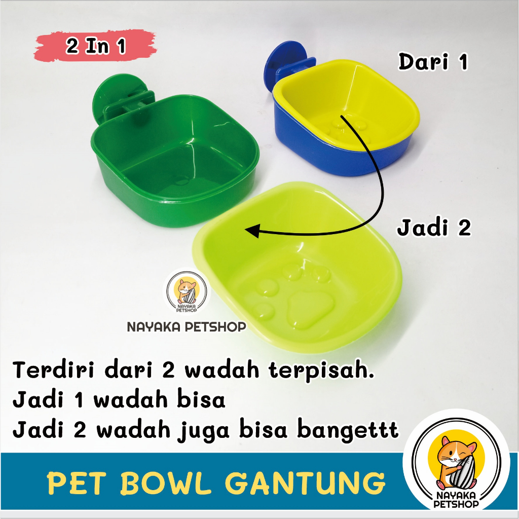 Jual Tempat Makan Kucing Pet Bowl Gantung Wadah Makanan Air Piring