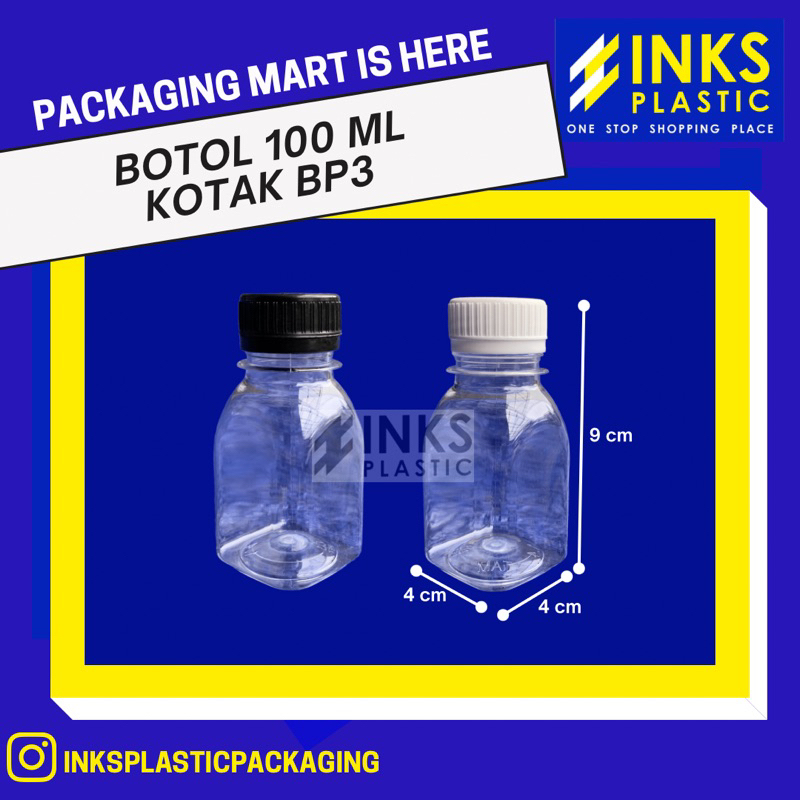 Jual BOTOL PLASTIK 100 ML KOTAK SQUARE BP3 (50 PCS) | Shopee Indonesia