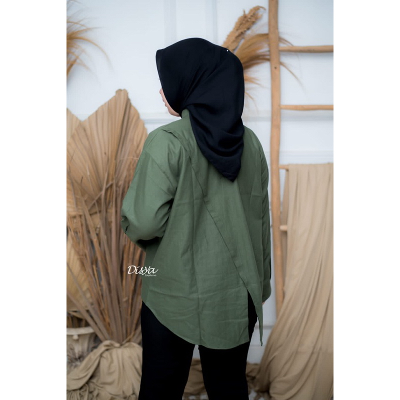 Kemeja Linen Oversize Wanita foto 1