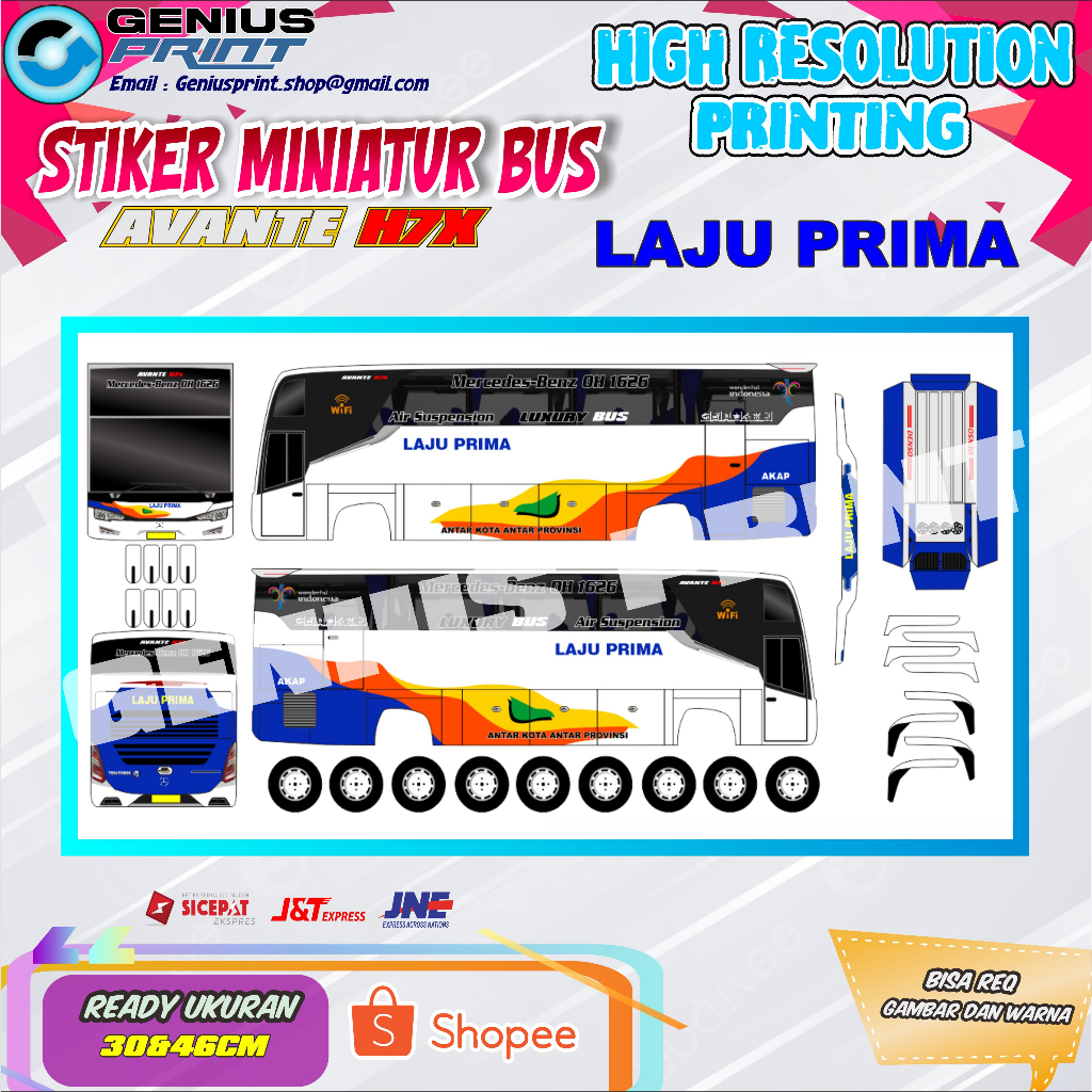 Jual Stiker A3 Miniatur Bus Avante Motif Setia Negara | Sumber Jaya ...