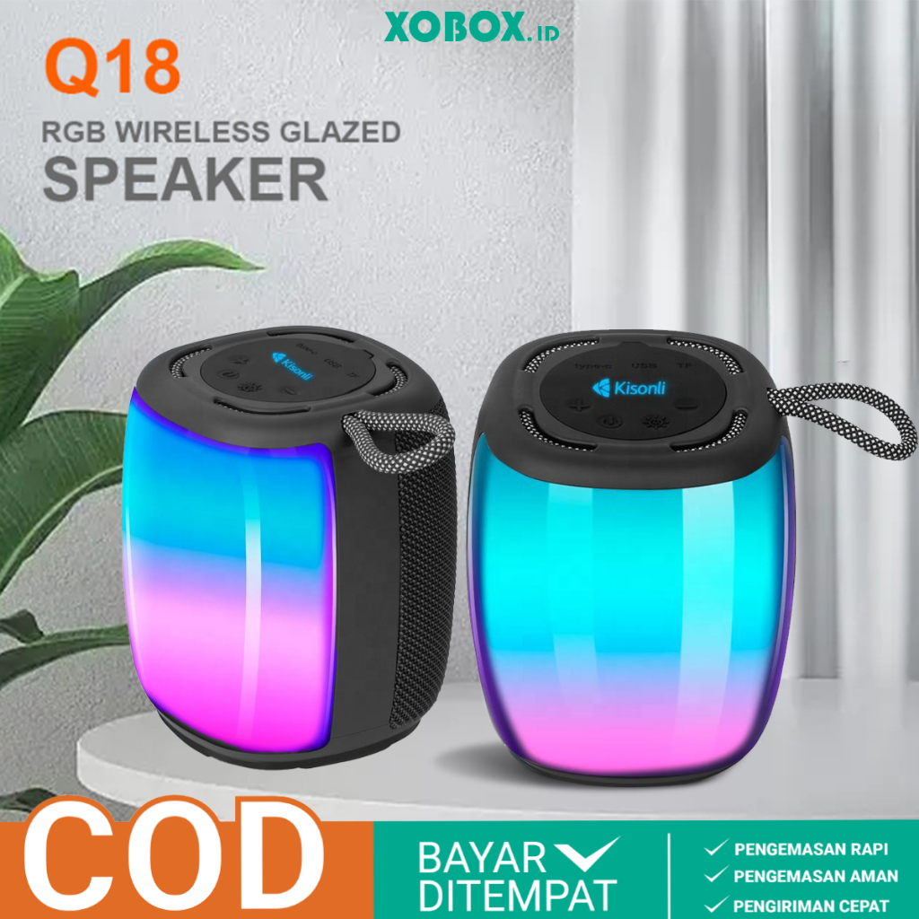 Jual Speaker Bluetooth Portable 5.3 Kisonli Q18 Sound Bass Stereo RGB ...