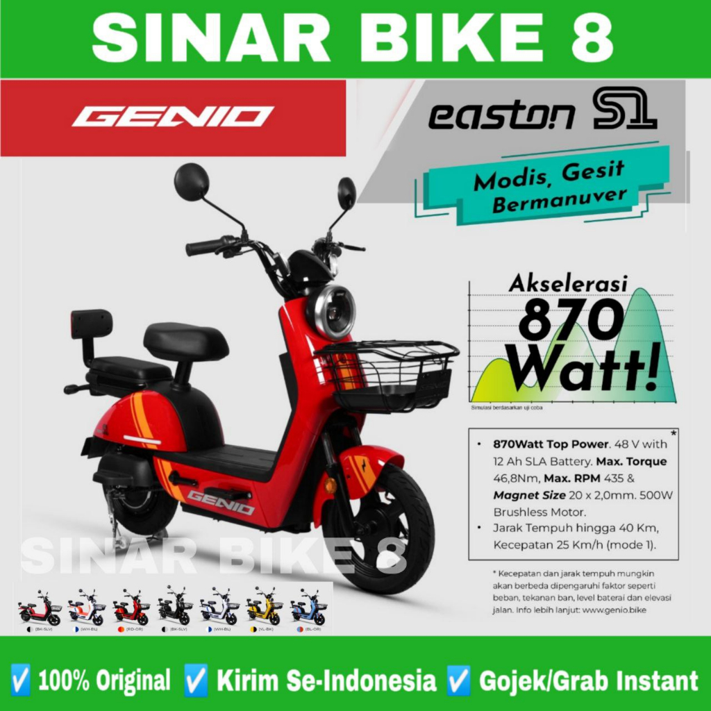 Jual Sepeda Listrik Genio Easton S1 Attura Fl1 Celcius Tomax 30