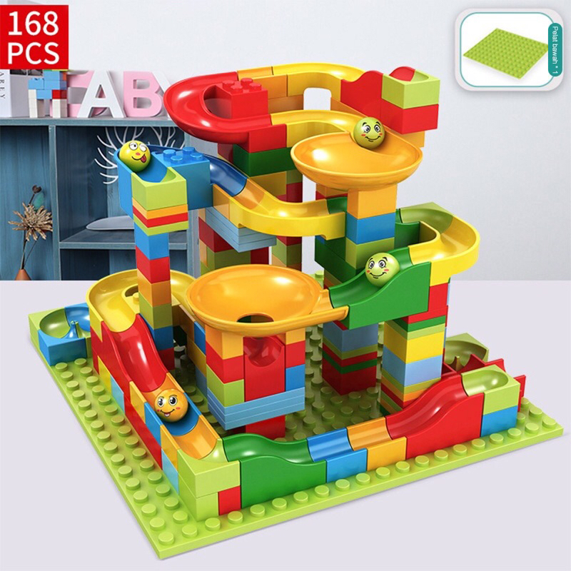 Jual 168PCS block mainan anak bricks building block marble run race ...