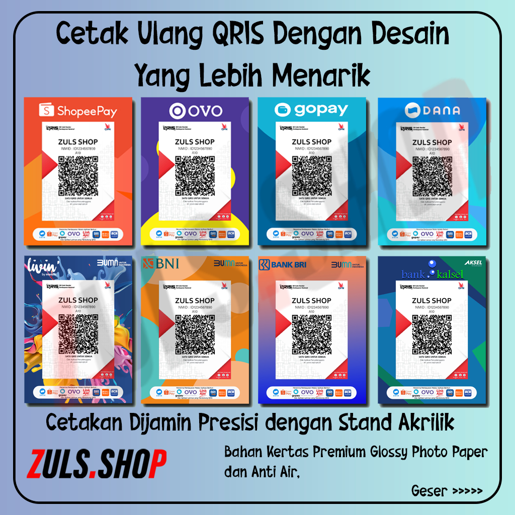 Jual Stand QRIS dan Cetak QRIS Ukuran A5/A6 Stand Akirilik QRIS A5 A6 ...