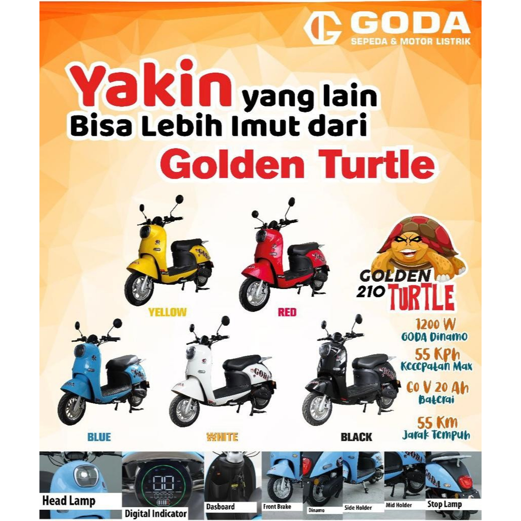Jual motor listrik new goda 210 turtle(of the road) ready makassar ...