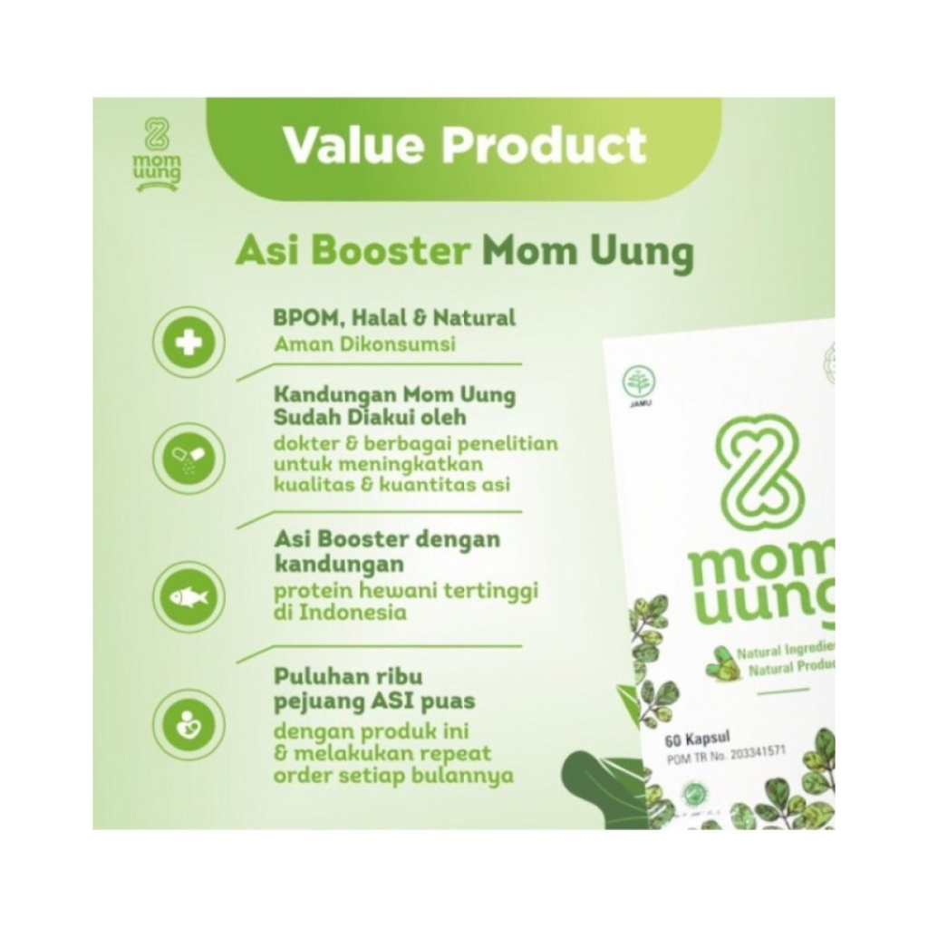 Jual MOM UUNG ASI BOOSTER KAPSUL PELANCAR ASI NATURAL HALAL BPOM / MOM