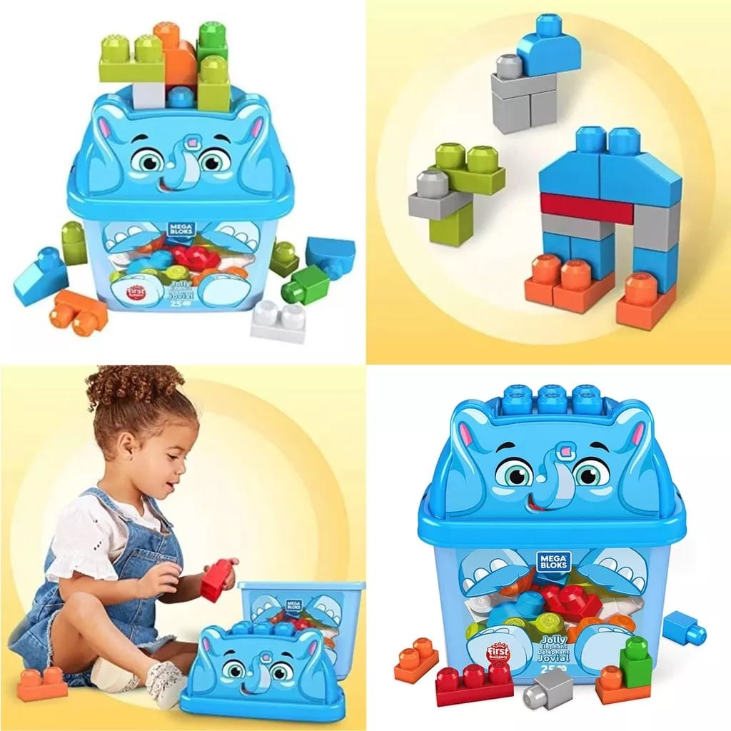 Jual MEGA BLOCKS (GCT46) First Builders & Learn Animal Bucket 25 Pieces ...