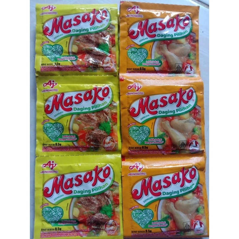 Jual MASAKO PENYEDAP MASAKAN RASA AYAM | RASA SAPI RENCENG 12 SACHET ...