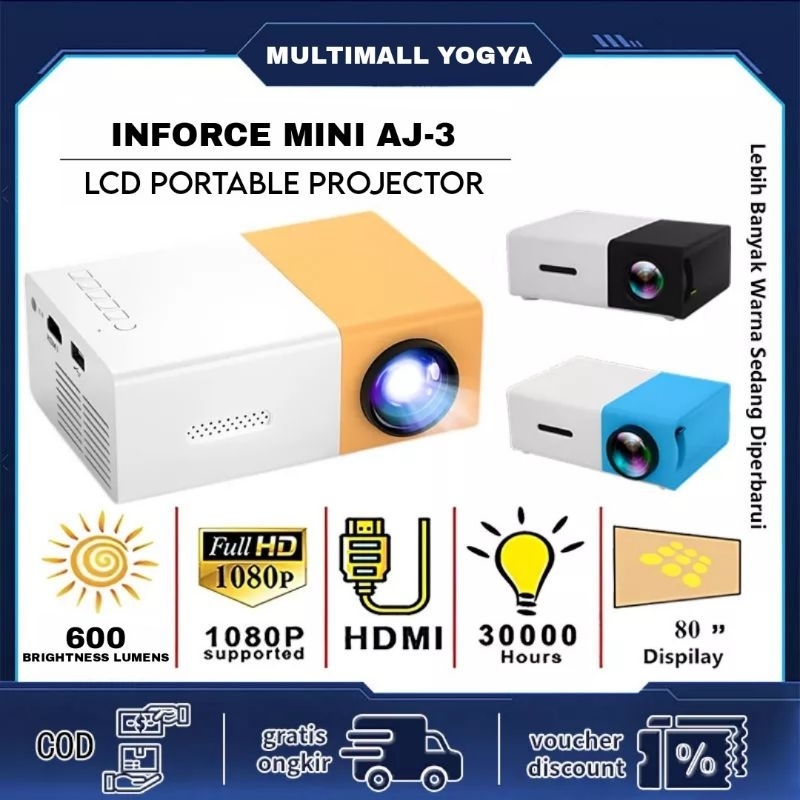 Jual Inforce Smart Projector Mini AJ-3 Full HD Portable HDMI USB ...