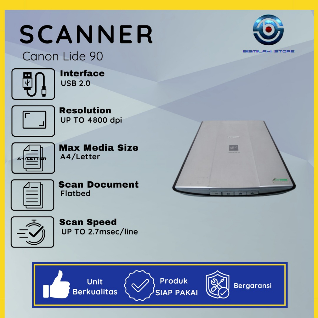 Jual Scanner Canon CanoScan Lide 90 Scanner Dokumen A4 Siap Pakai