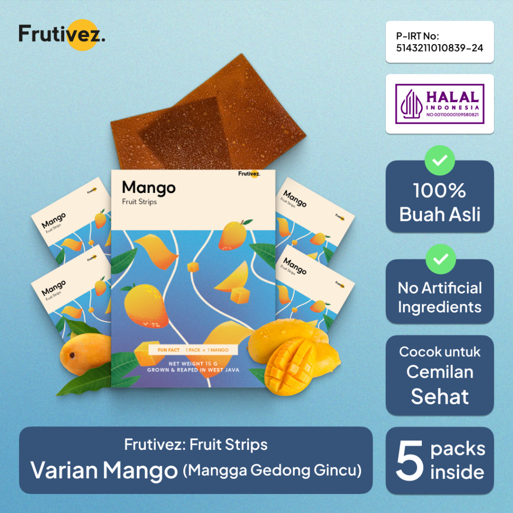 Jual [5 Pack] Frutivez Mango Fruit Strips Dehydrated Fruits Snack