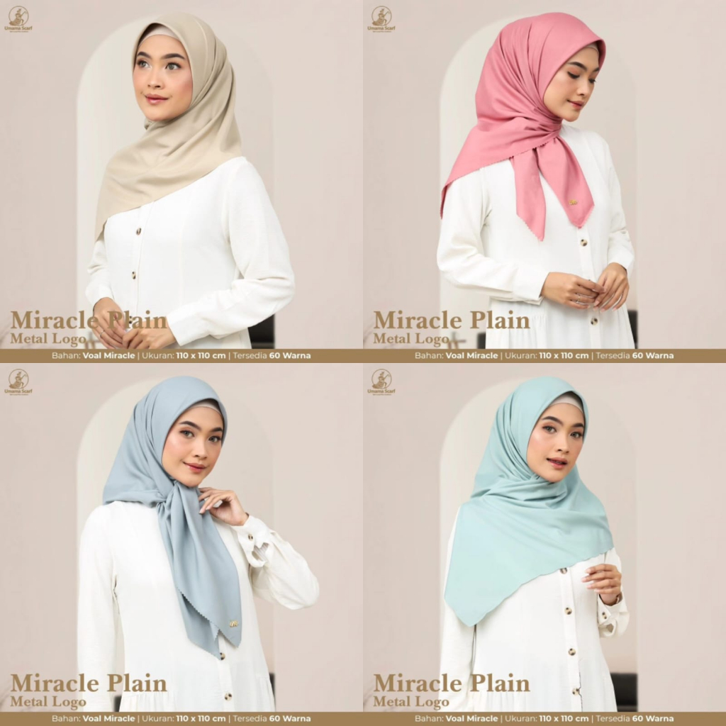 Jual Jilbab Segi empat Voal Umama Miracle Plain uk 110x110 Metal Logo ...