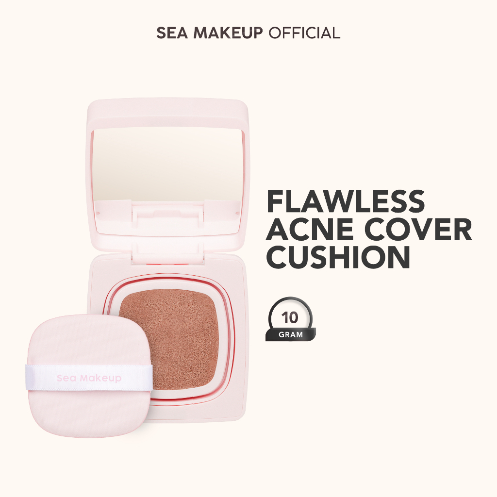 Jual Sea Makeup Fix and Flawless Acne Cover Cushion Full Coverage Foundation Meratakan warna