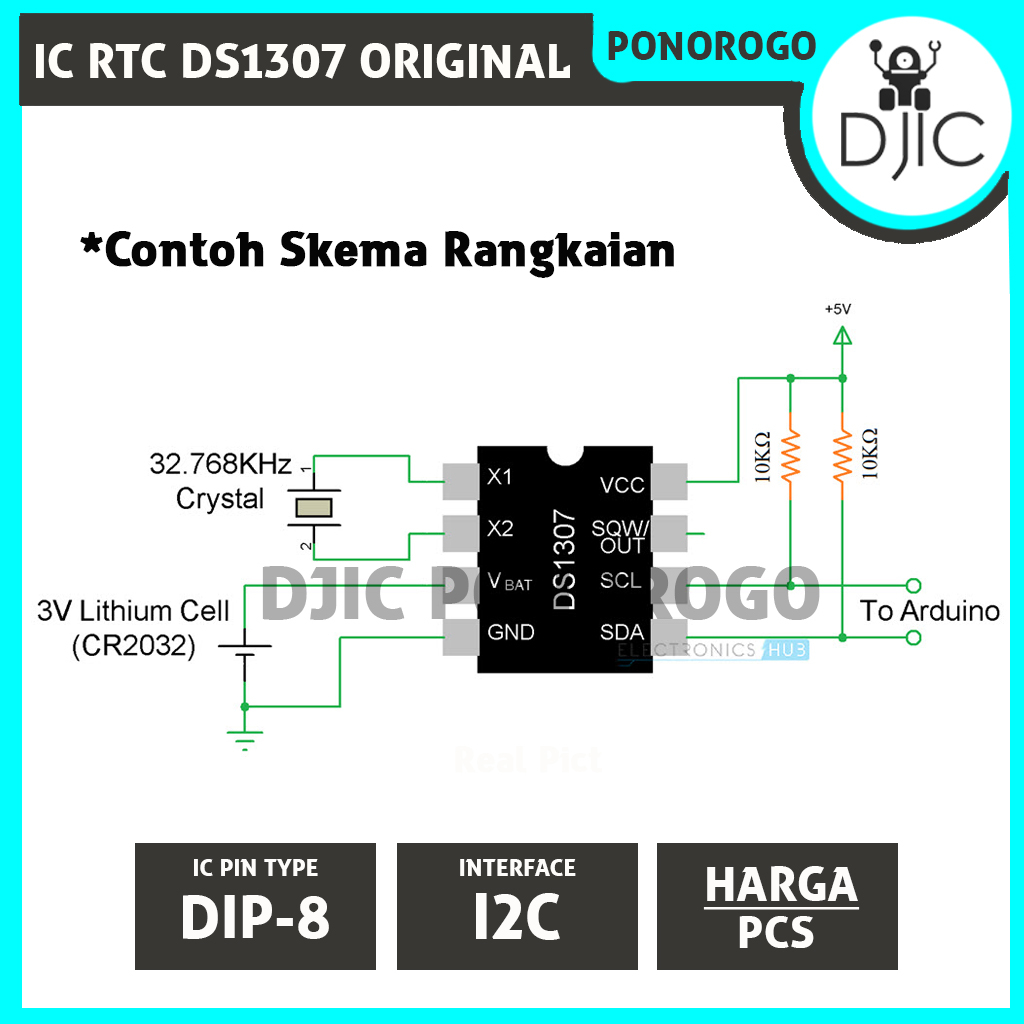 Jual IC RTC DS1307 DIP 8 SERIAL I2C INTERFACE ORIGINAL MAXIM | Shopee ...