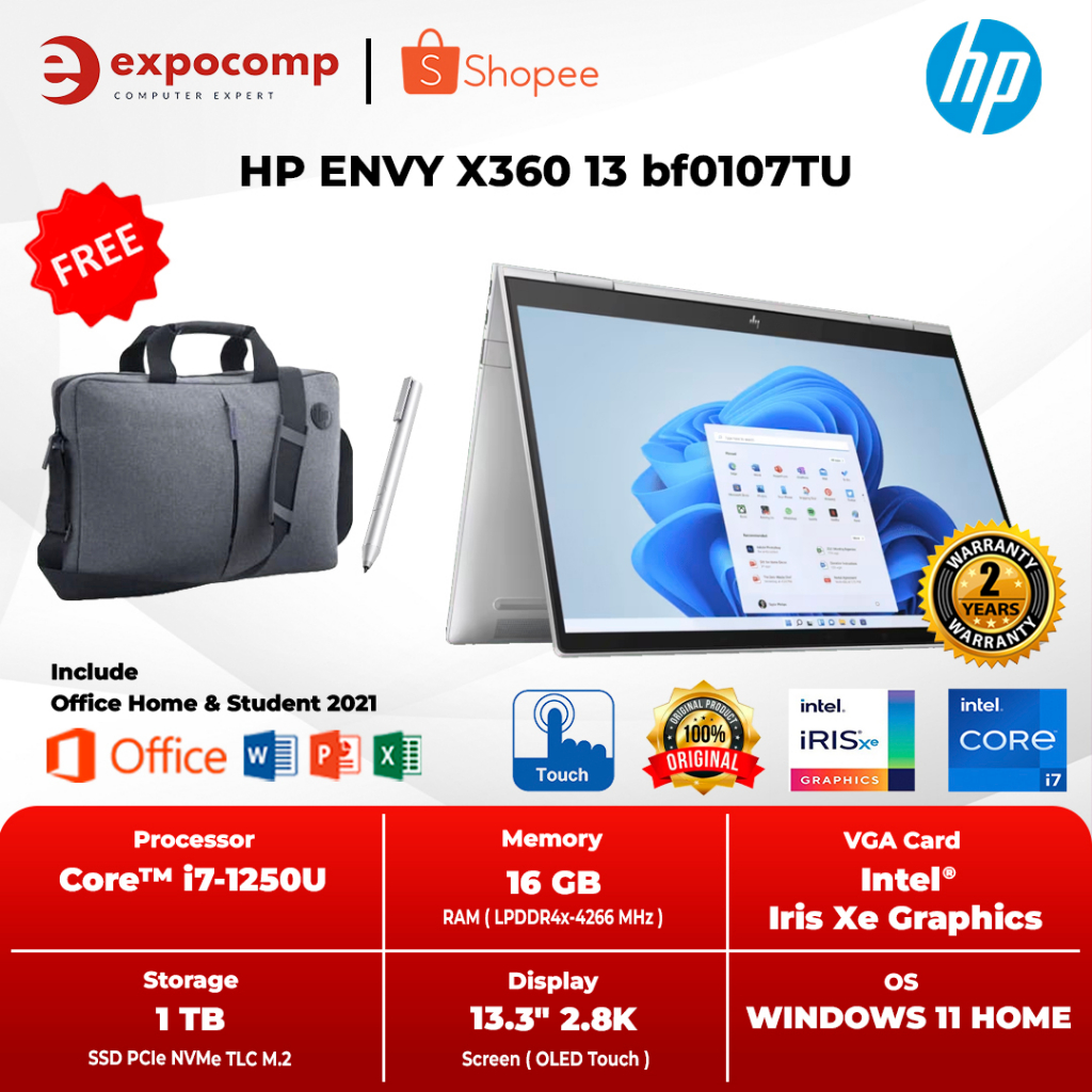 Jual Hewlett Packard Hp Envy X360 13 Bf0107tu Core I7 1250u 16gb 1tb W11 Shopee Indonesia 8326