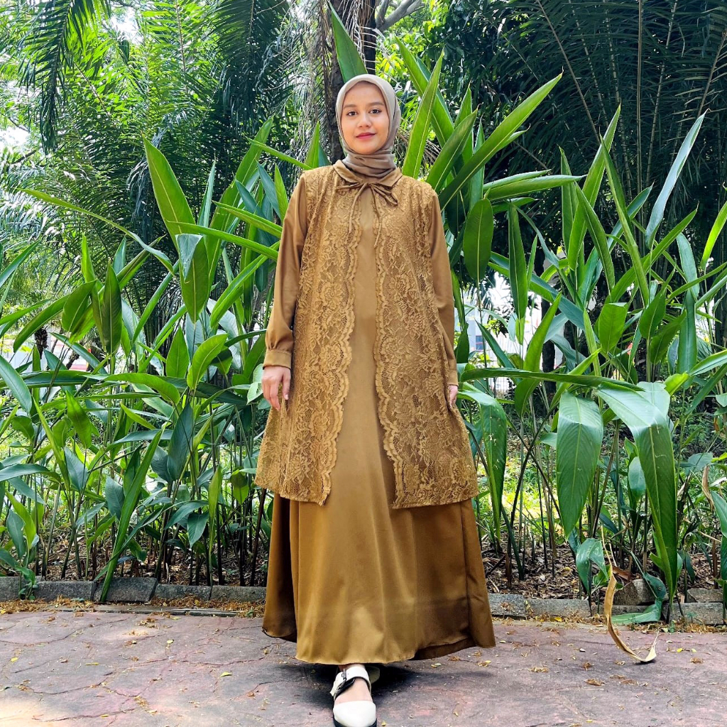 Jual Gamis Set Inner Dan Outer 2 In 1 Brukat Mix Toyobo Gamis Premium