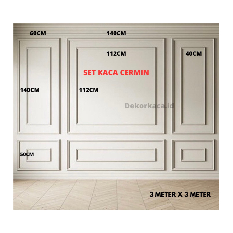 Jual Paket Lengkap Set Wall Moulding Kayu Double List + Set Kaca Cermin