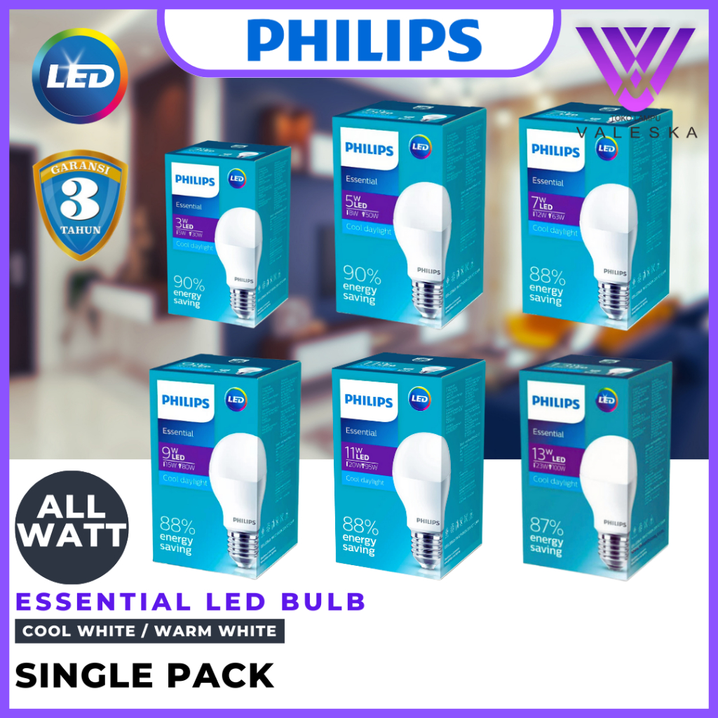 Jual Lampu Philips LED Essential Ledbulb Ess Led Bulb 3w 5w 7w 9w 11w ...