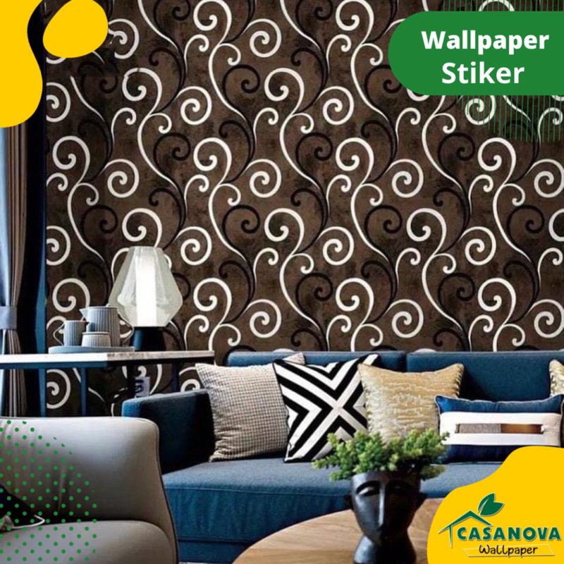 Jual wallpaper stiker motif batik cokelat ukuran 0 45 x 8 9m casanova