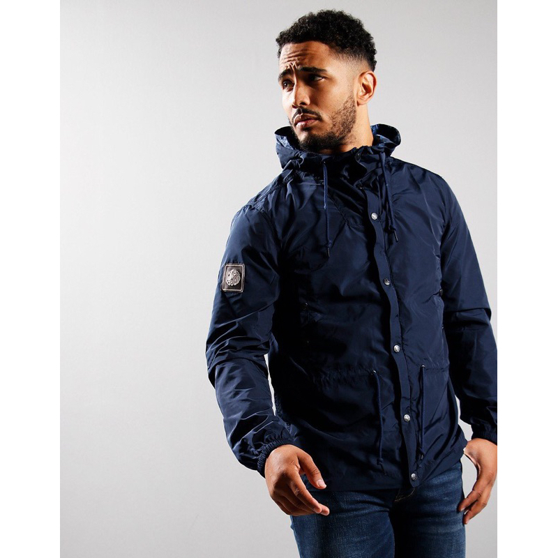 Jual Pretty Green Ridley Zip Through Hooded Jacket Navy Shopee Indonesia
