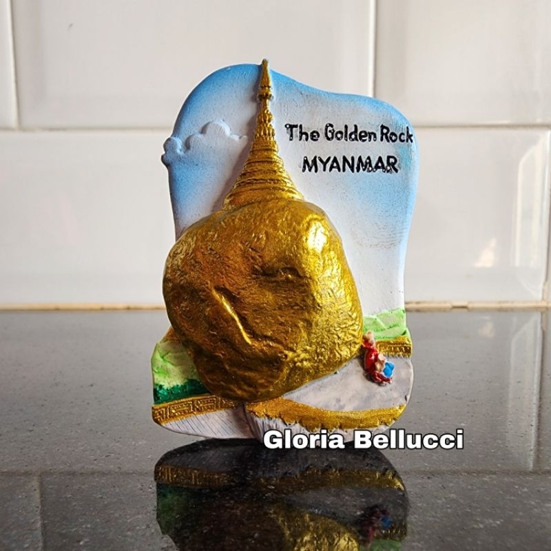 Golden Myanmar Magnete Frigorifero 3D - Souvenir Di Viaggio, 5.5x5.5 Cm, Fatto A Mano In Poliresina - 5