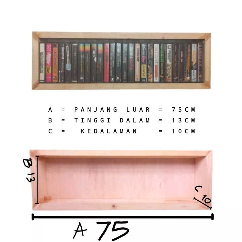 Jual Rak cd kaset tape kayu serbaguna rak dinding | Shopee Indonesia